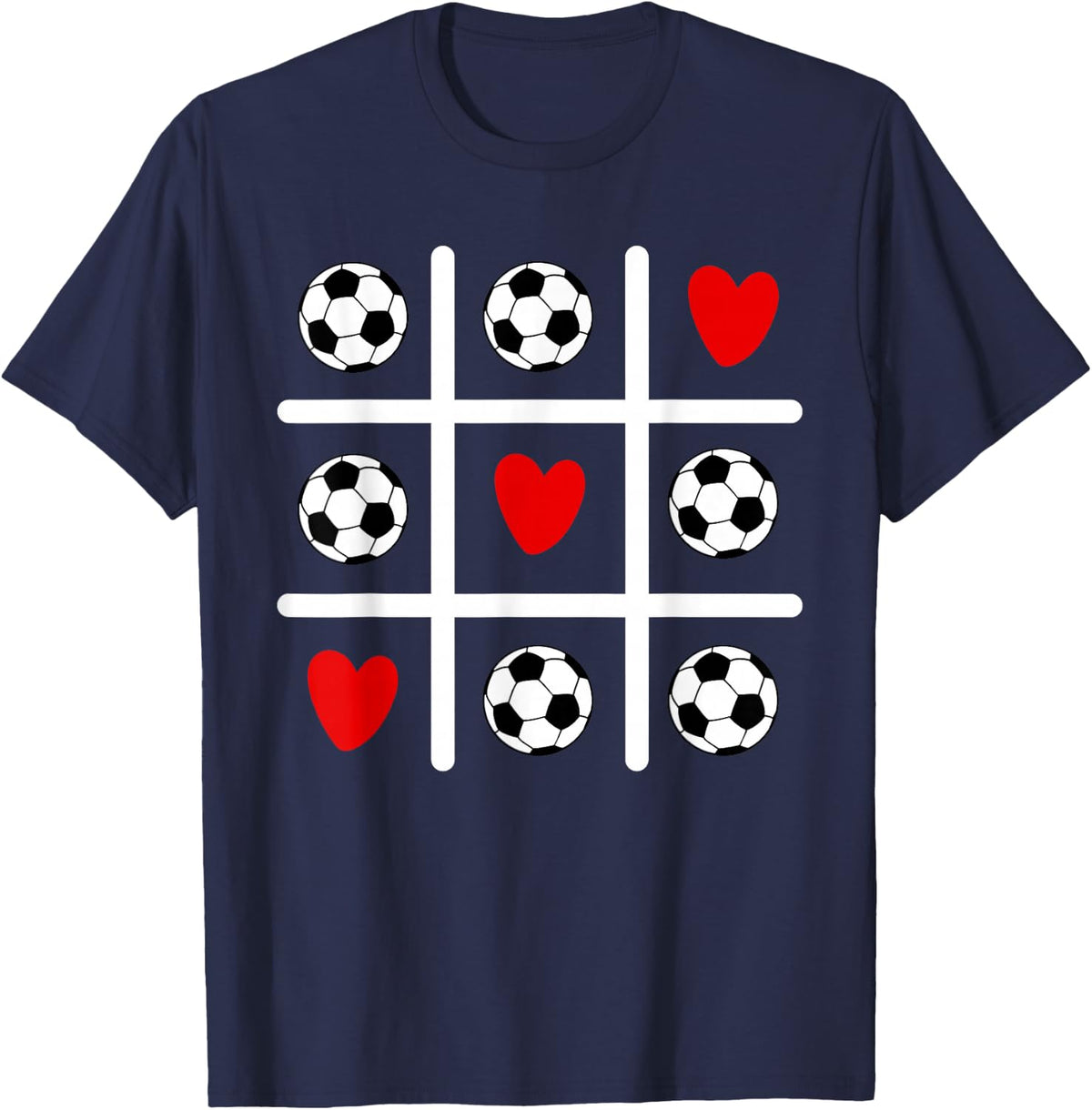 Valentine Soccer Love Heart Player Mom Dad Fan Sports Lovers T-Shirt - Navy Blue