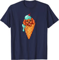 Womens Kids Moms Ice Cream Ruby Cavalier Spaniel Dog Lover T-Shirt - Navy Blue