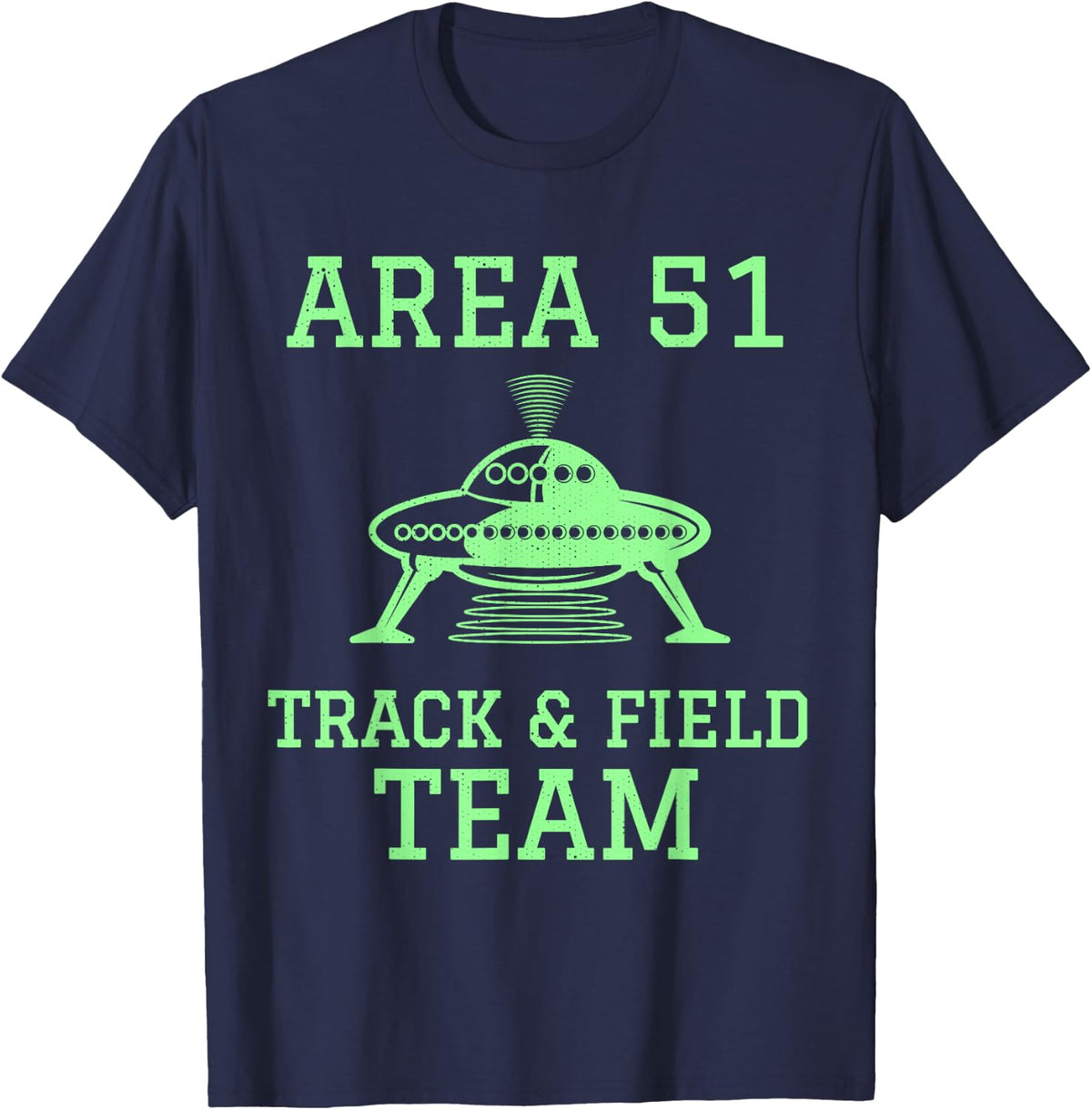Funny Area 51 Track and Field Team Storm Runners UFO T-Shirt - Navy Blue