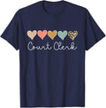 Leopard Hearts Matching Valentine's day for Court Clerk T-Shirt - Navy Blue