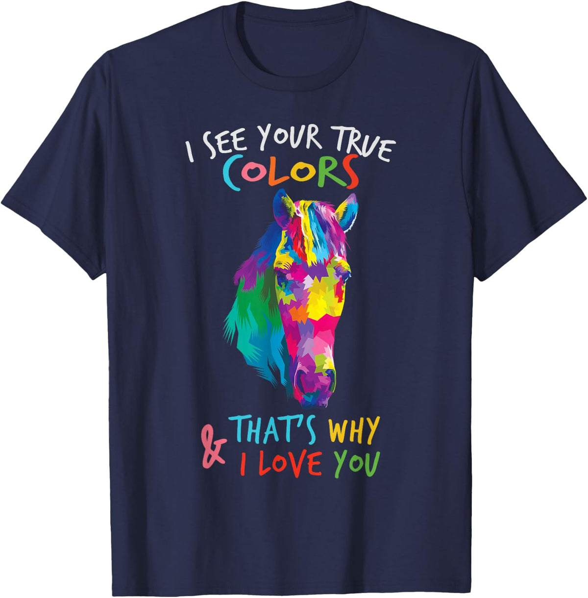 Autism Awareness Horse It's Ok to be Different T-Shirt - Navy Blue