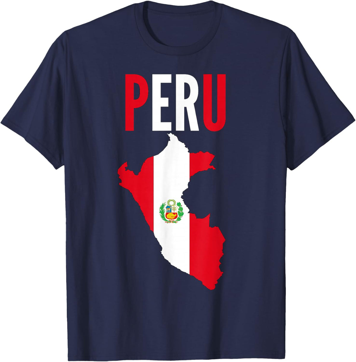 Peruvian - Peru Country Map Flag T-Shirt - Navy Blue