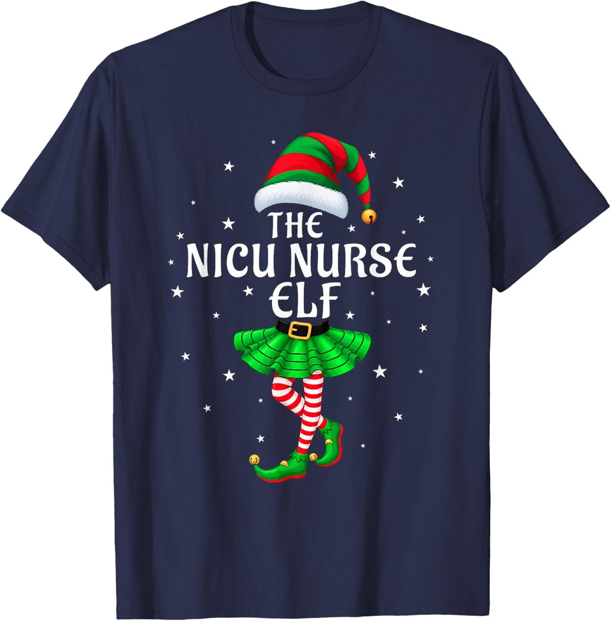 NICU Nurse Elf Christmas Family Matching Xmas Group Funny T-Shirt - Navy Blue