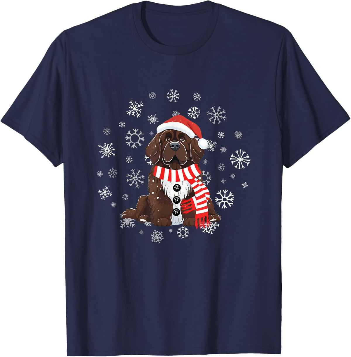 Snow Newf Brown Newfoundland Dog Lovers Men Women Kids T-Shirt - Navy Blue