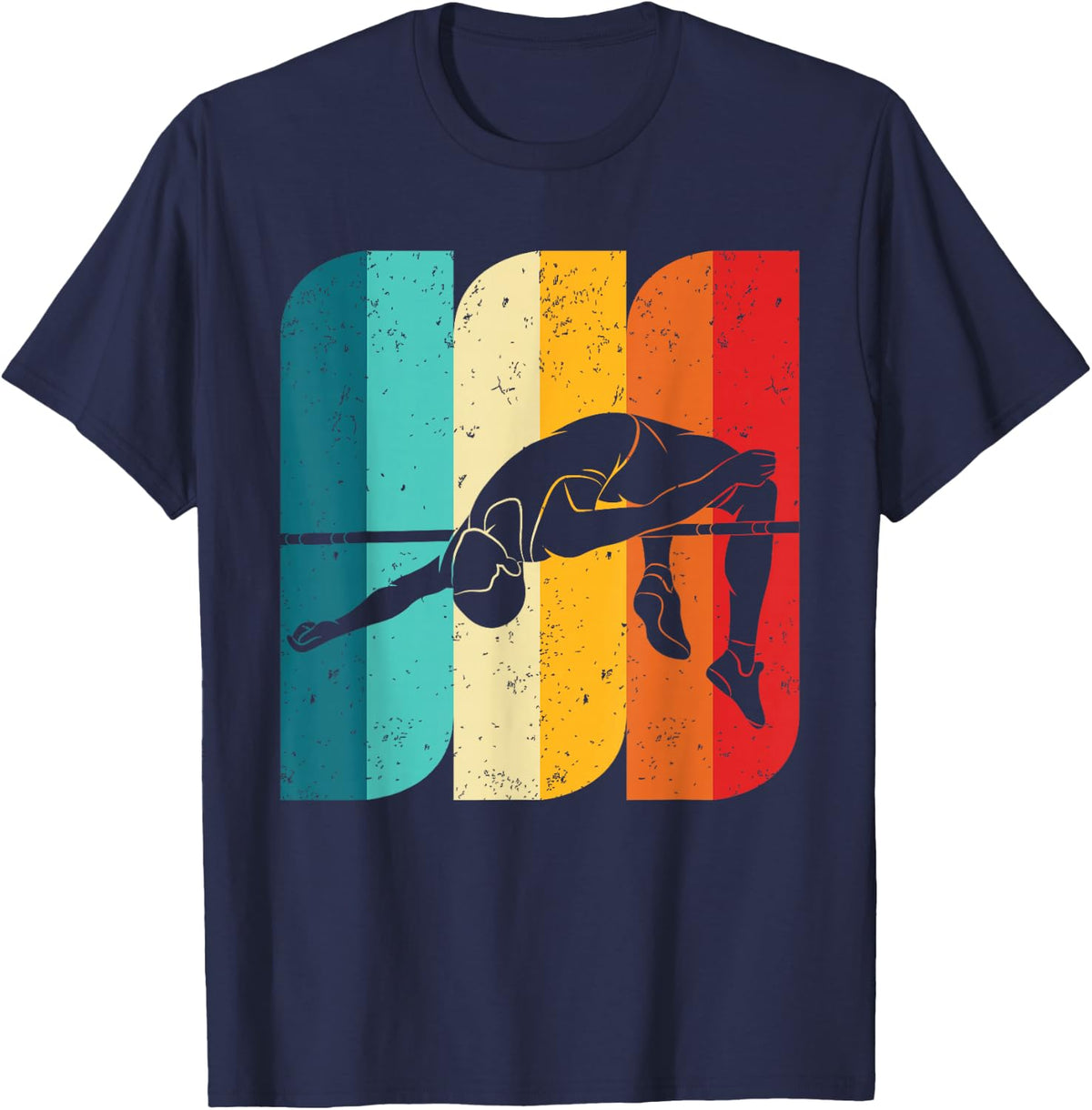 Retro Vintage Design High Jump | Track And Field T-Shirt - Navy Blue
