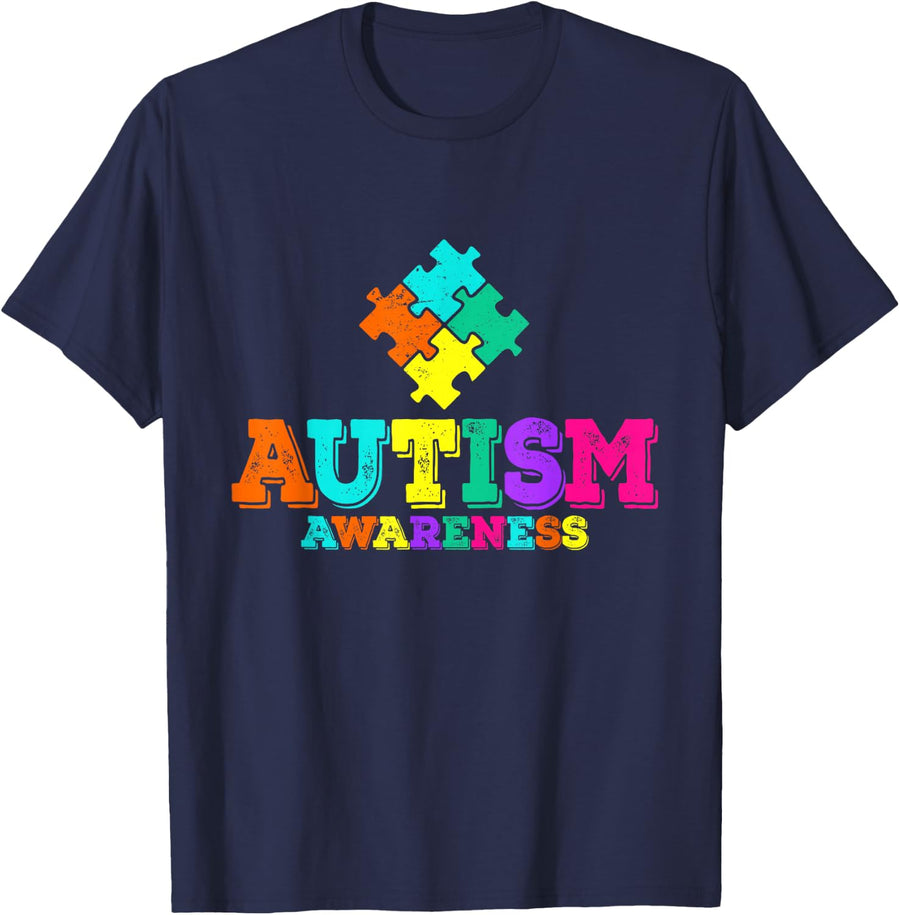 Autism Awareness Autist Support Autists Autistic Autism T-Shirt - Navy Blue