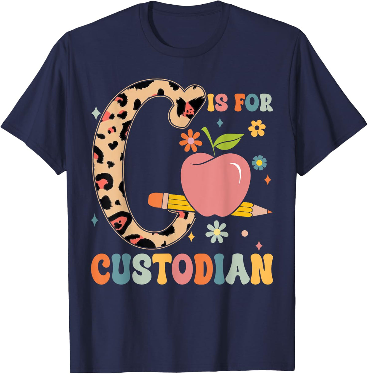 Funny School Custodian Maid Cleaner Janitorial Staff T-Shirt - Navy Blue
