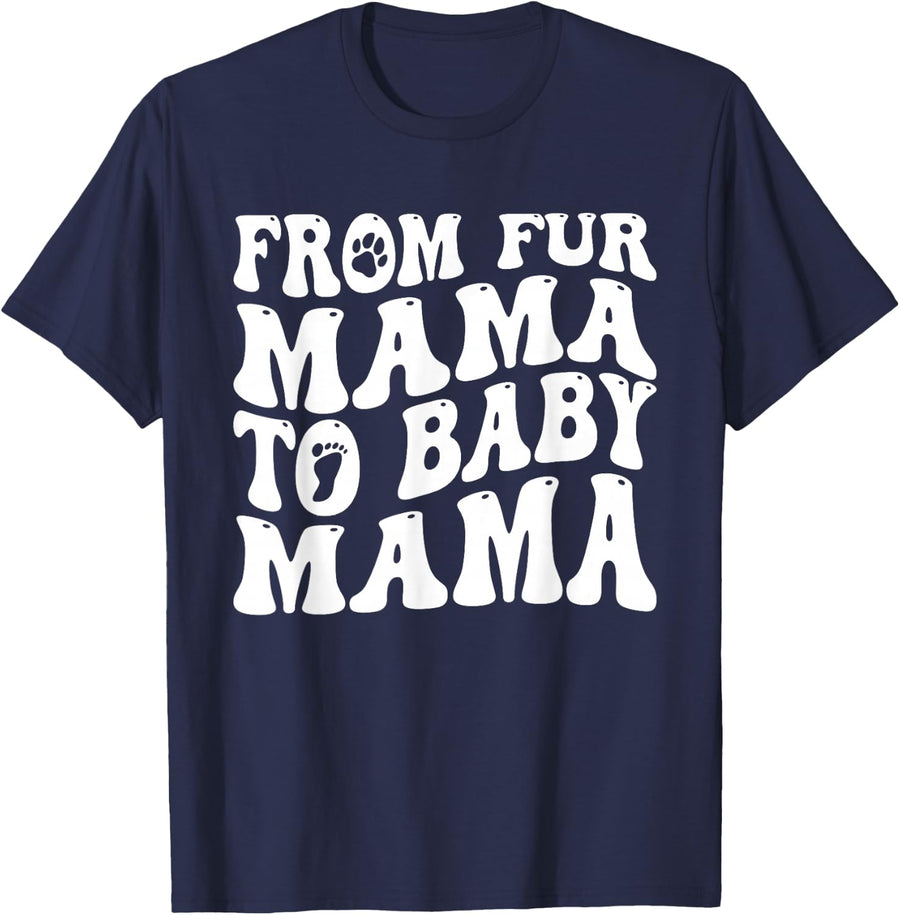 from Fur Mama to Baby Mama Dog Mom Pregnancy T-Shirt - Navy Blue