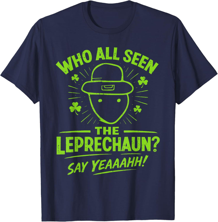 Funny Leprechaun Amateur Sketch Meme Irish St Patrick's Day T-Shirt - Navy Blue