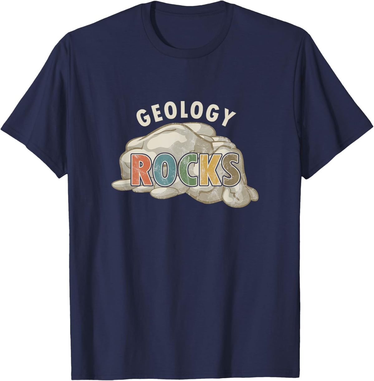 Rocks Earth Physics Pickaxe Scientist Geologist Science gift T-Shirt - Navy Blue
