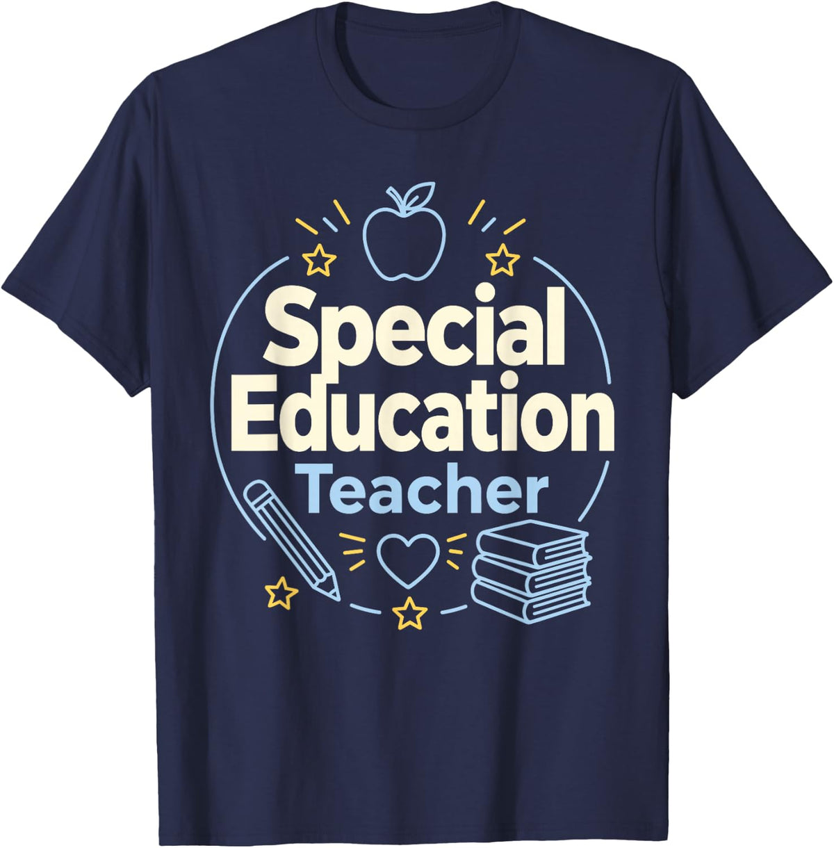 Special Education Teacher School Apple T-Shirt - Navy Blue