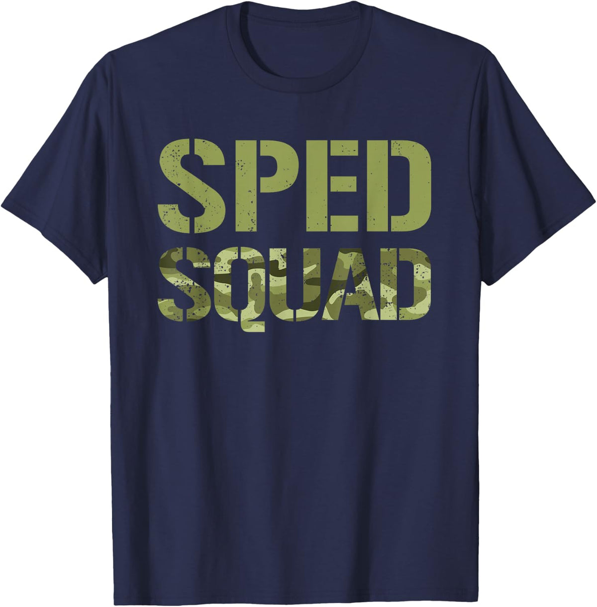 Camo Special Education Camouflage Retro Camo SPED Squad T-Shirt - Navy Blue