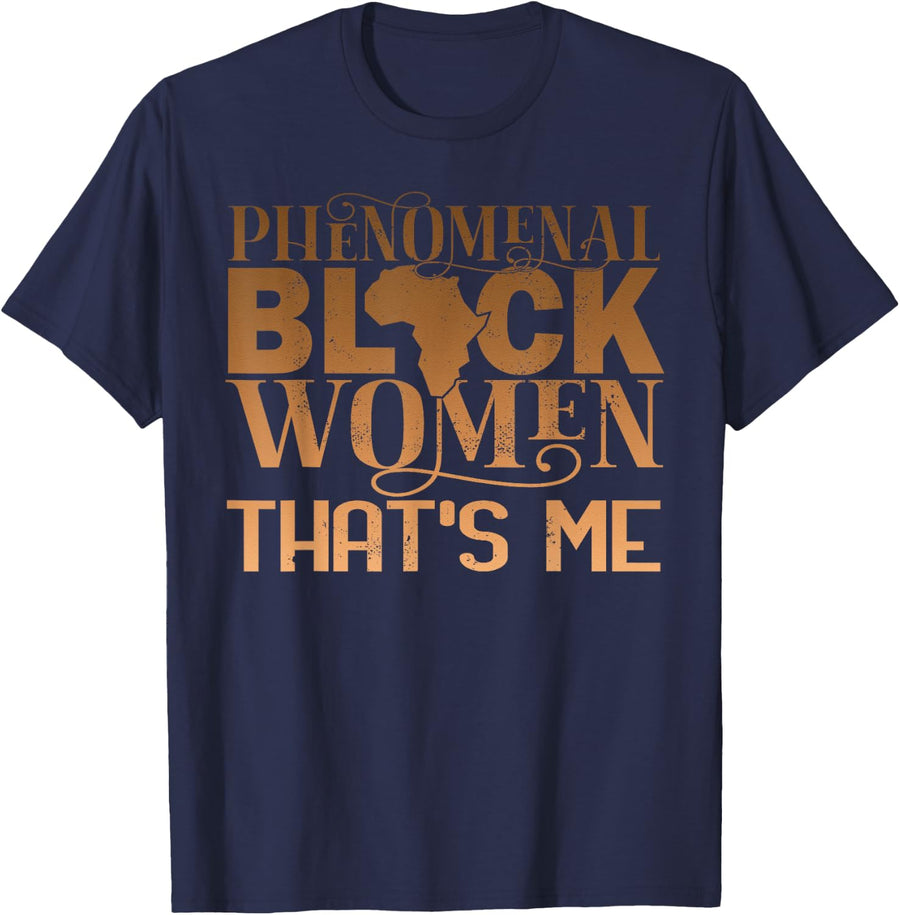 Phenomenal Black Women African American History Month T-Shirt Tees For Women - Navy Blue