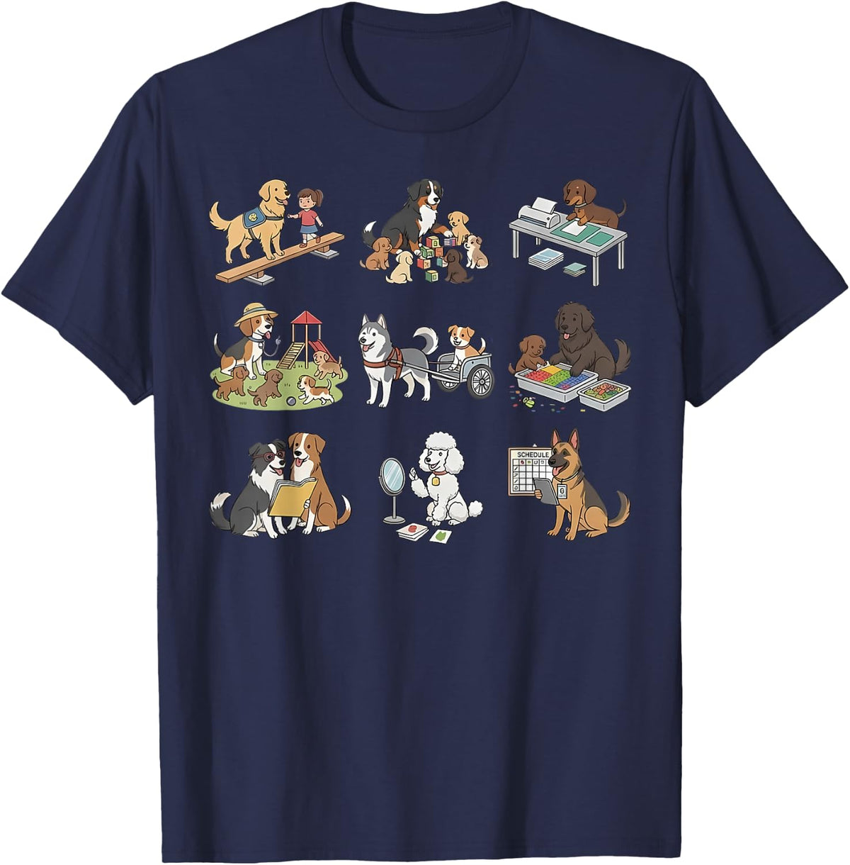 Paraprofessional Cute Dog Special Education Teacher SLP ABA T-Shirt - Navy Blue