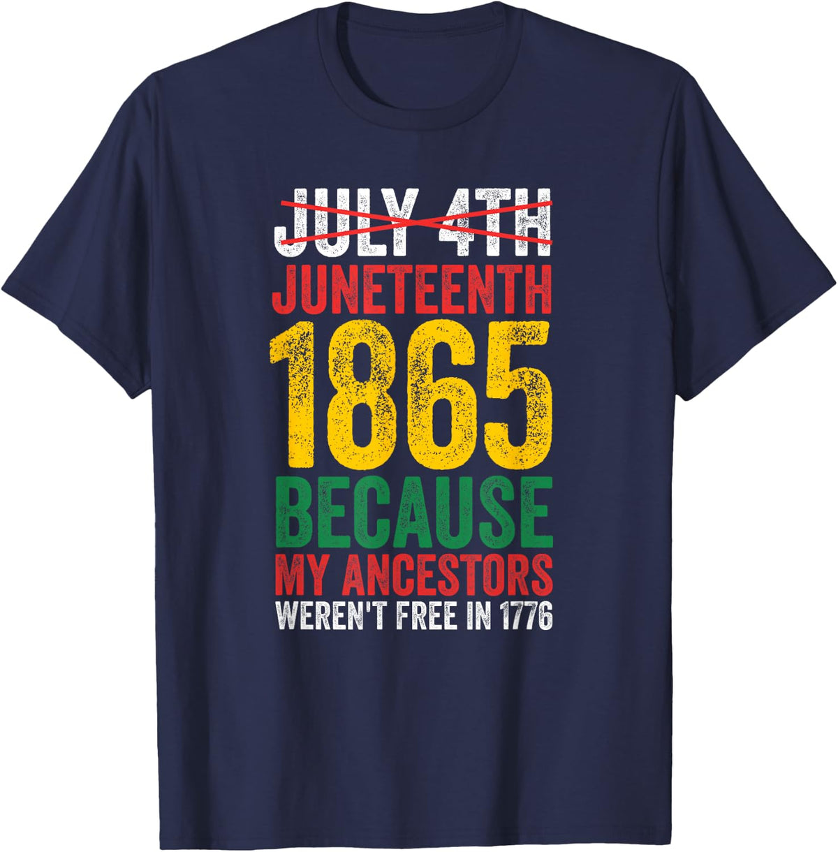 1865 is Freedom Day My Ancestors Not Free in 1776 Juneteenth T-Shirt Tee for Men Women - Navy Blue