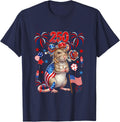 250 Costume Proud 4th July US Flag Rat Bow Tie Floral T-Shirt - Navy Blue
