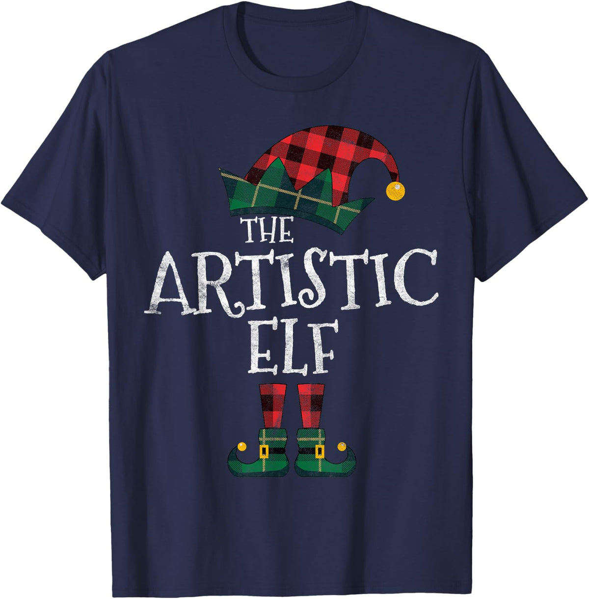 The Artistic Elf Matching Family Group Gift Funny Christmas T-Shirt - Navy Blue