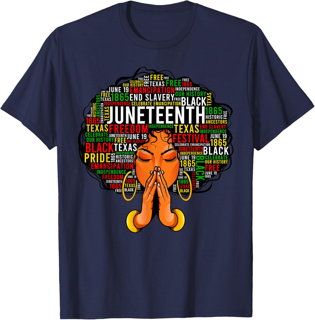Juneteenth 1865 Freedom Day Black History Celebration T-Shirt - Navy Blue