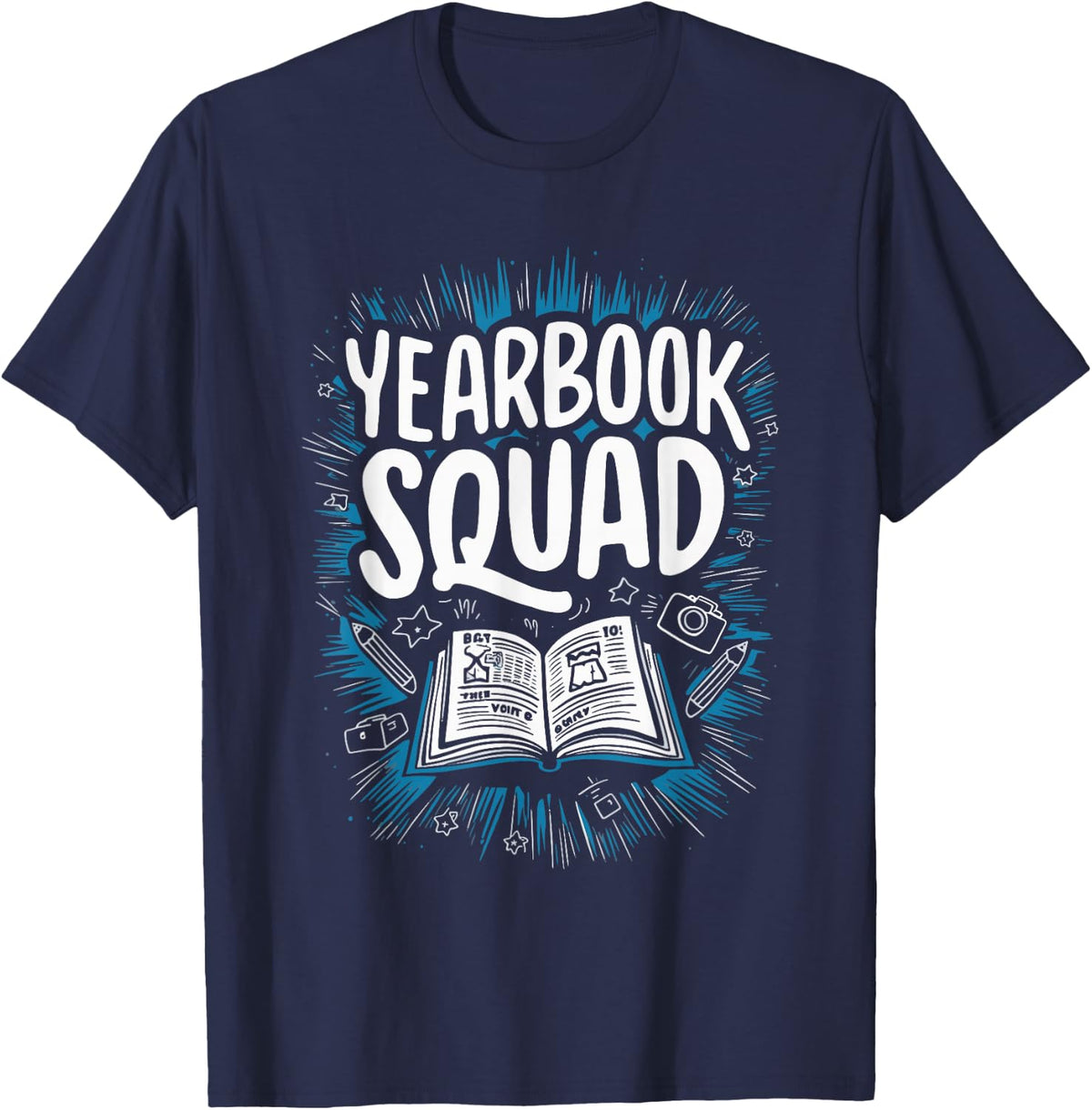 Yearbook Squad T-Shirt High School Team Tees for Students and Teachers - Navy Blue