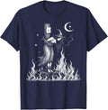 Witch Lighting a Cigarette at the Stake T-Shirt - Navy Blue