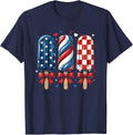 Patriotic Coquette Popsicle 4th of July Red White and Blue T-Shirt - Navy Blue
