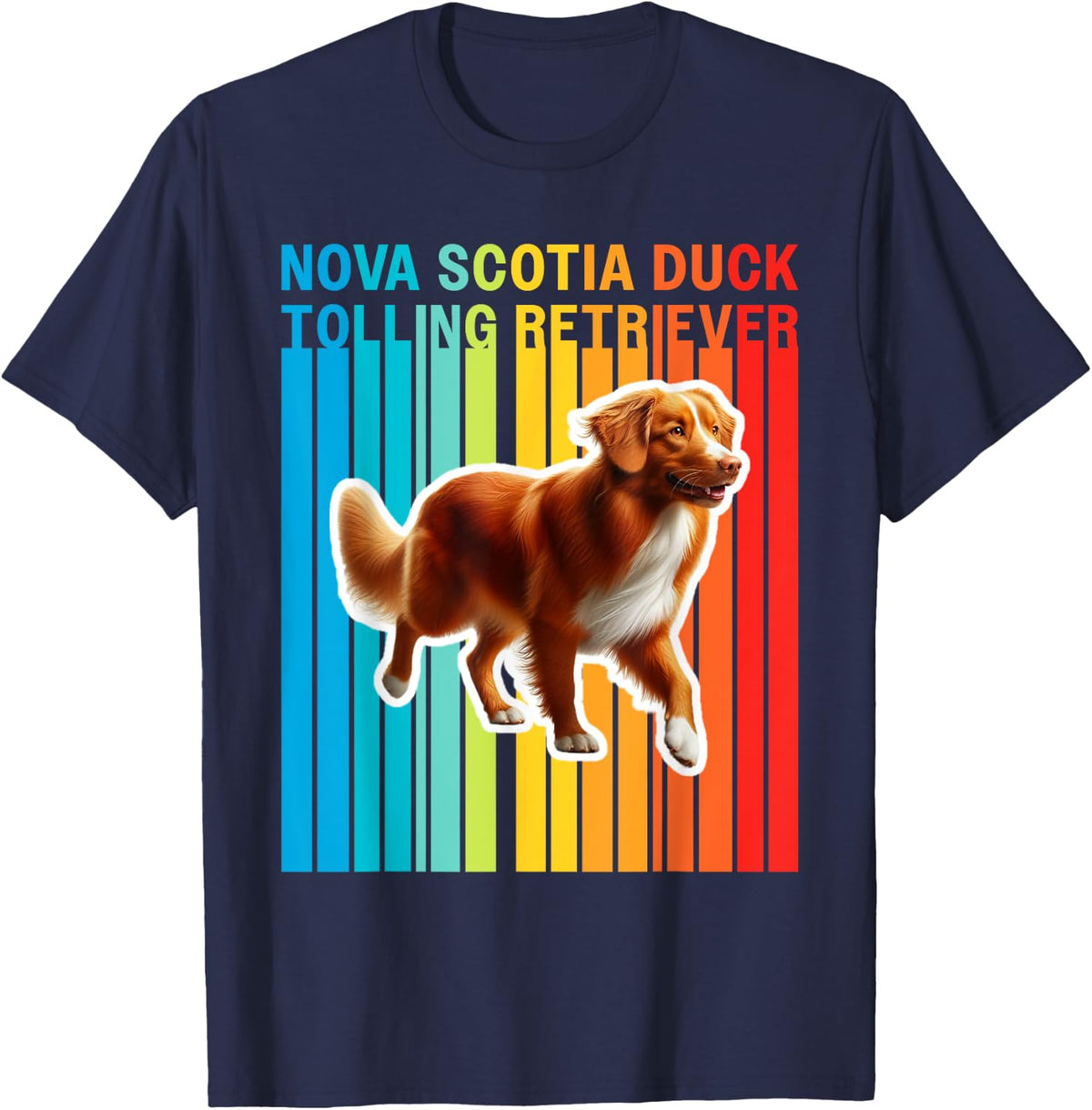 Colorful Nova Scotia Duck Tolling Retriever T-Shirt - Navy Blue