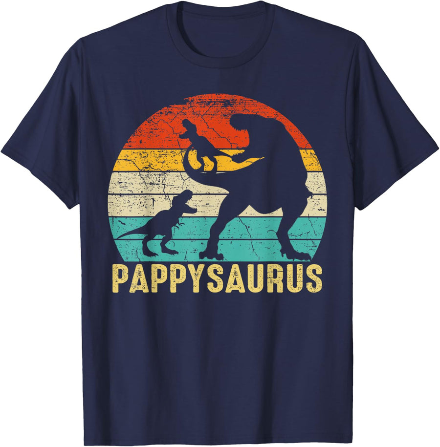 Pappysaurus Rex Pappy Dinosaur 2 Kids Fathers Day,christmas T-Shirt - Navy Blue