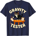 Gravity Tester Tuxedo Cat Funny Science T-Shirt - Navy Blue