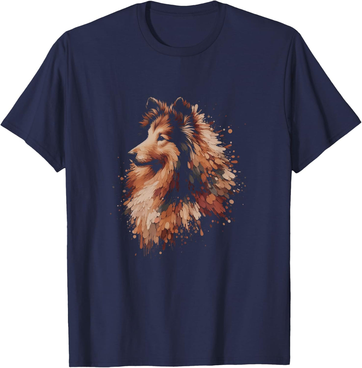 Artistic Shetland Sheepdog Drawing Art Sheltie Design Tee T-Shirt - Navy Blue