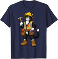 Tuxedo Cat Construction Worker Funny Mens Womens Tee Shirt T-Shirt - Navy Blue