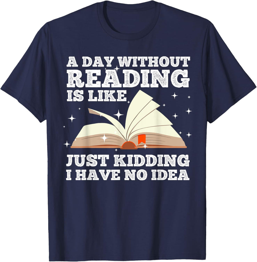 Cool Reading For Men Women Kids Bookworm Teacher Book Reader T-Shirt - Navy Blue