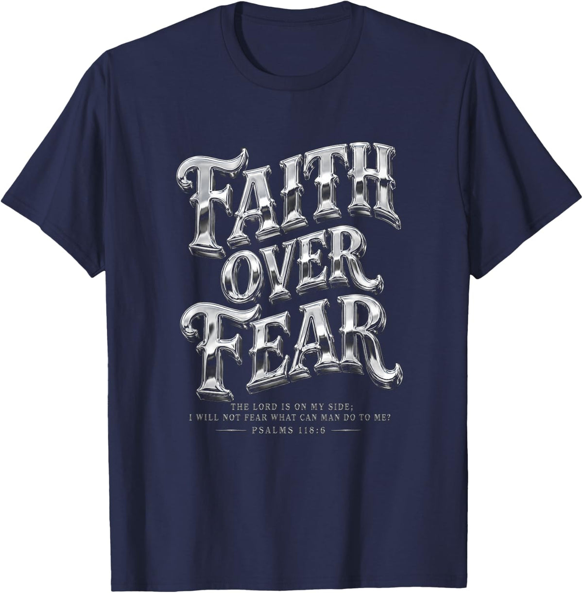 Faith Over Fear Christian Jesus God Religious for Men T-Shirt - Navy Blue