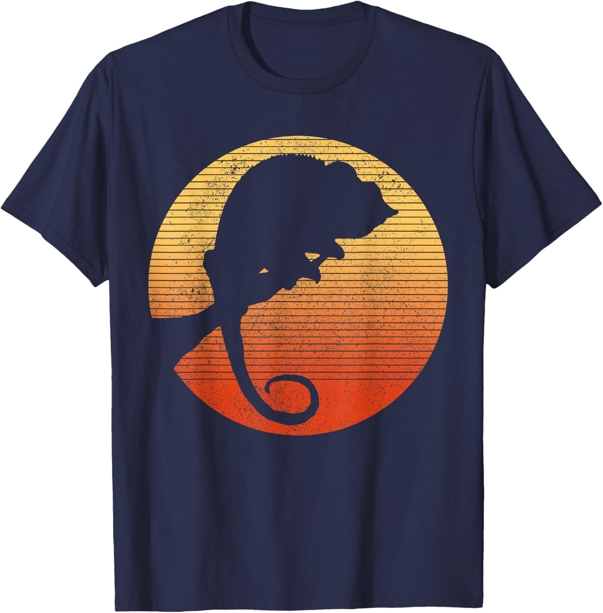Chameleon Vintage Retro Reptile Pet Gift T-Shirt - Navy Blue