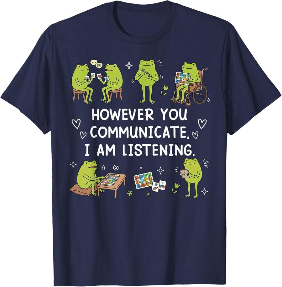 Cute Frog However You Learn I Will Teach Special Education T-Shirt - Navy Blue