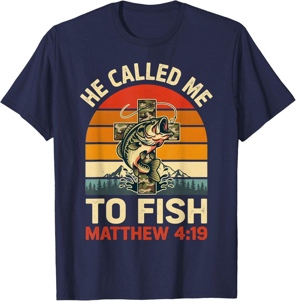 He Called Me to Fish Matthew 4:19 T-Shirt - Navy Blue
