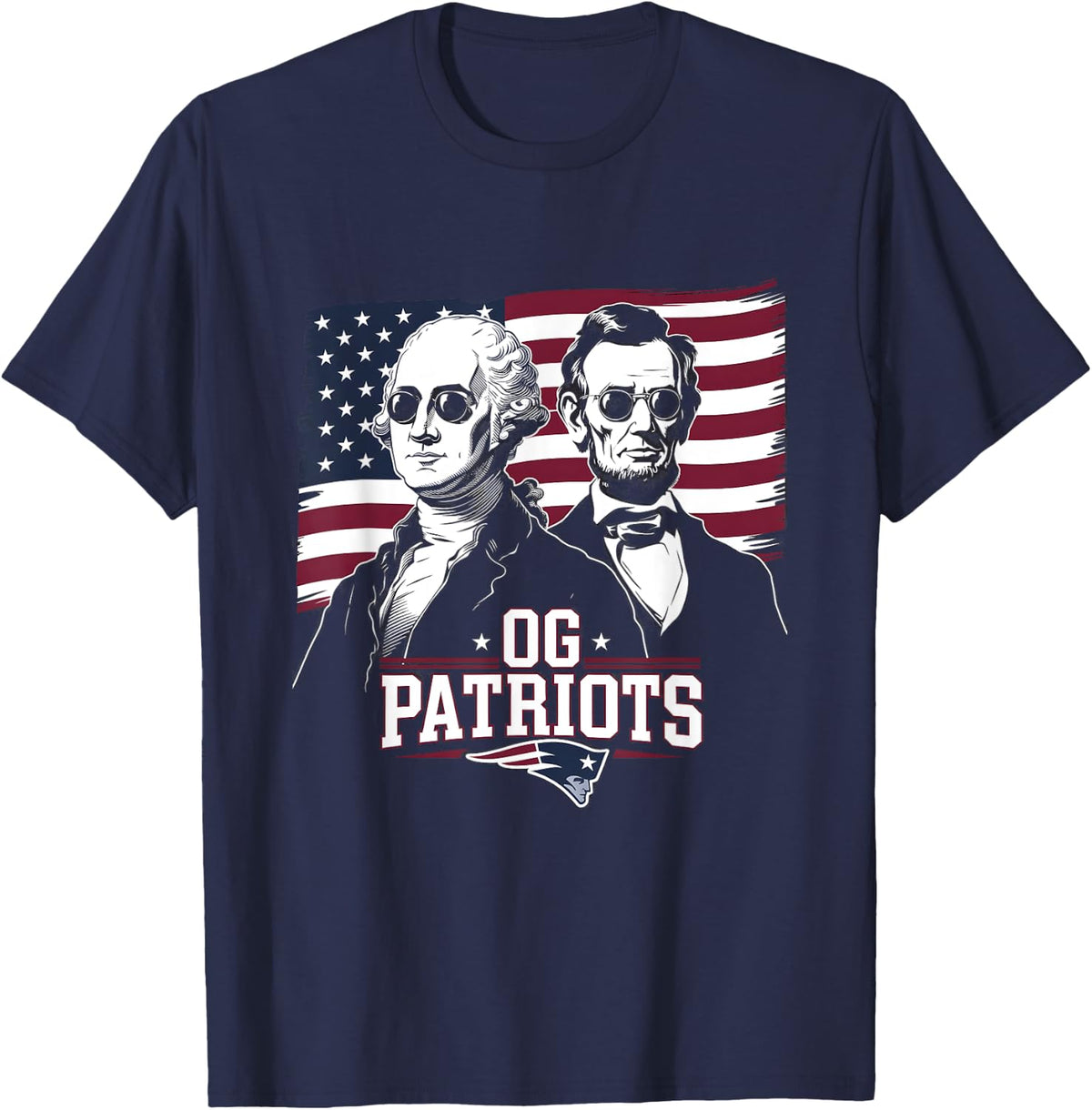 Presidents Day Washington Lincoln Vintage OG Patriots T-Shirt - Navy Blue