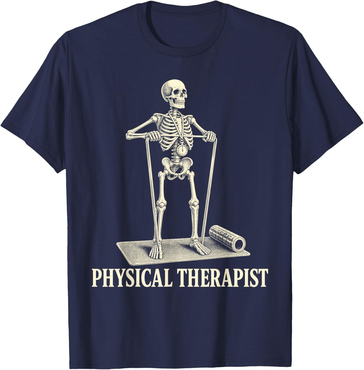 Physical Therapist Skeleton Exercise Pt T-Shirt - Navy Blue