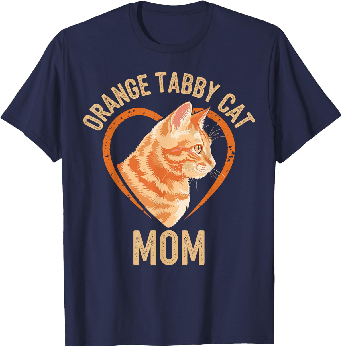 Cat Mom Shirts for Women Orange Cat T-Shirt Tabby Cat Tee Gift - Navy Blue