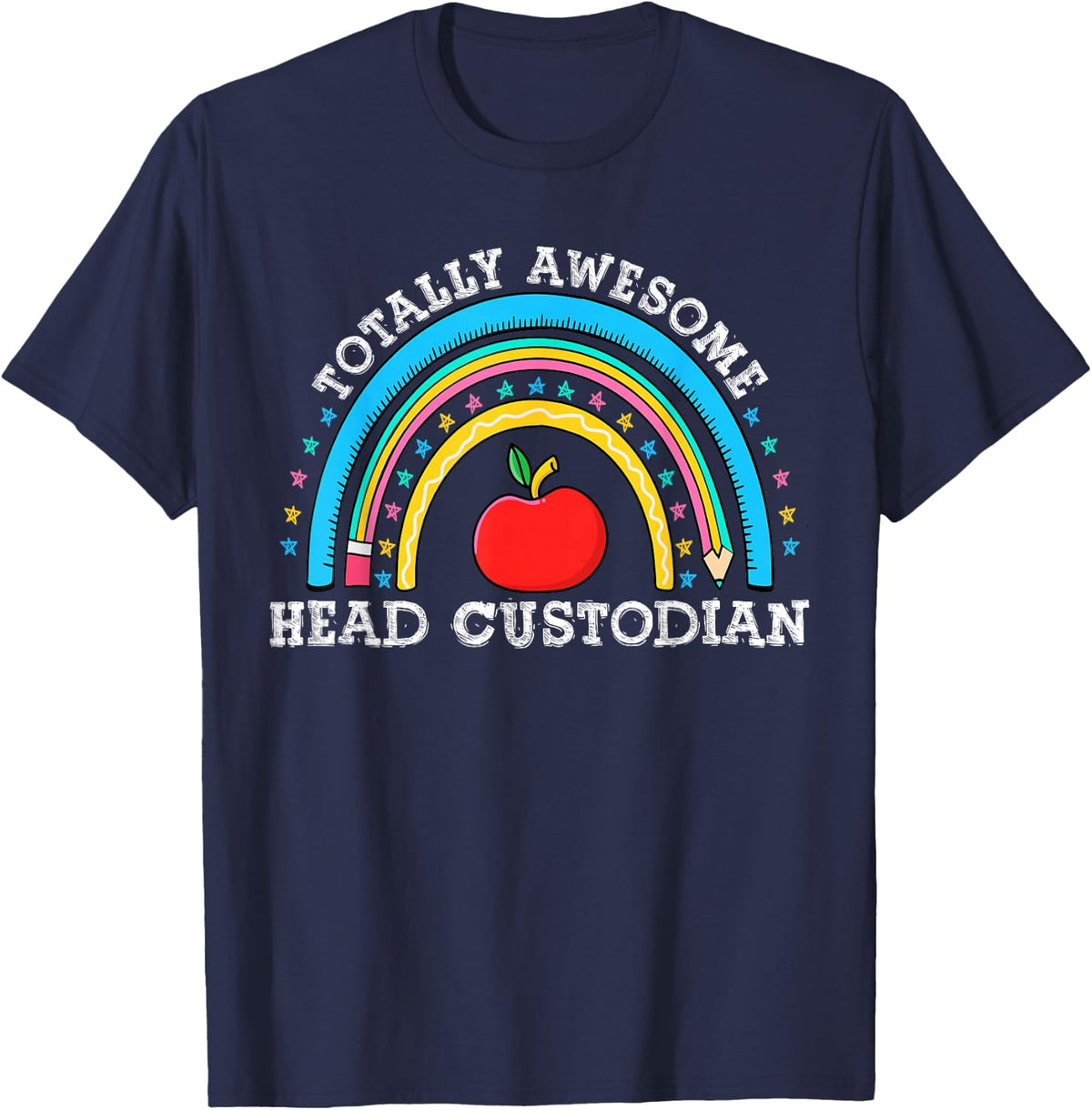School Custodian Appreciation Funny Head Custodian Janitor T-Shirt - Navy Blue