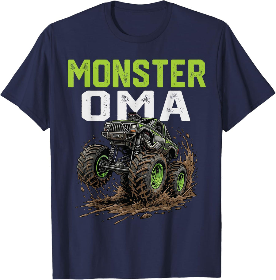 Monster OMA Monster Truck Mothers Day Family Matching T-Shirt - Navy Blue