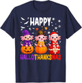Happy Hallothanksmas Christmas Halloween Axolotls Kids Boys T-Shirt - Navy Blue