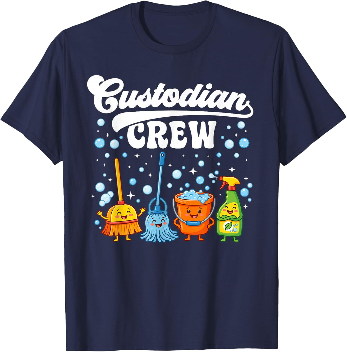 Custodian Crew School Custodian Team School Custodian Squad T-Shirt - Navy Blue