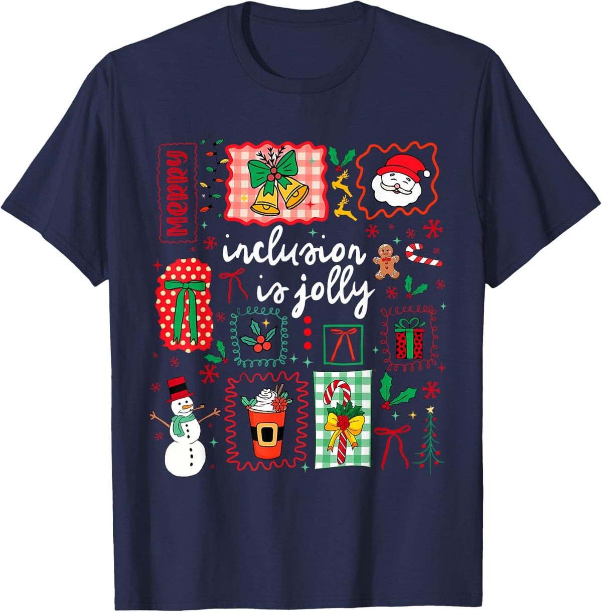 Christmas Inclusion is Jolly Special Education Teacher Xmas T-Shirt - Navy Blue