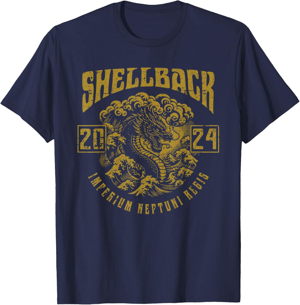 Shellback 2024 Equator Crossing Design for the year 2024 T-Shirt - Navy Blue