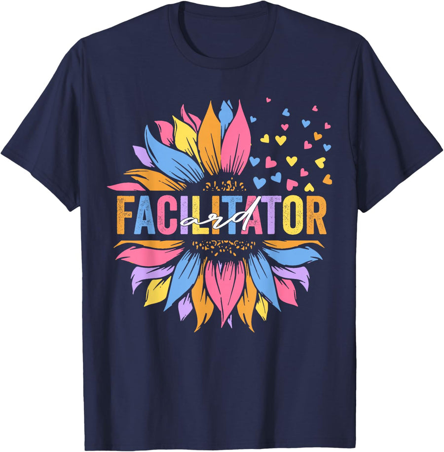 ARD Facilitator Special Education Sunflower T-Shirt Tee for Teachers Women Men - Navy Blue