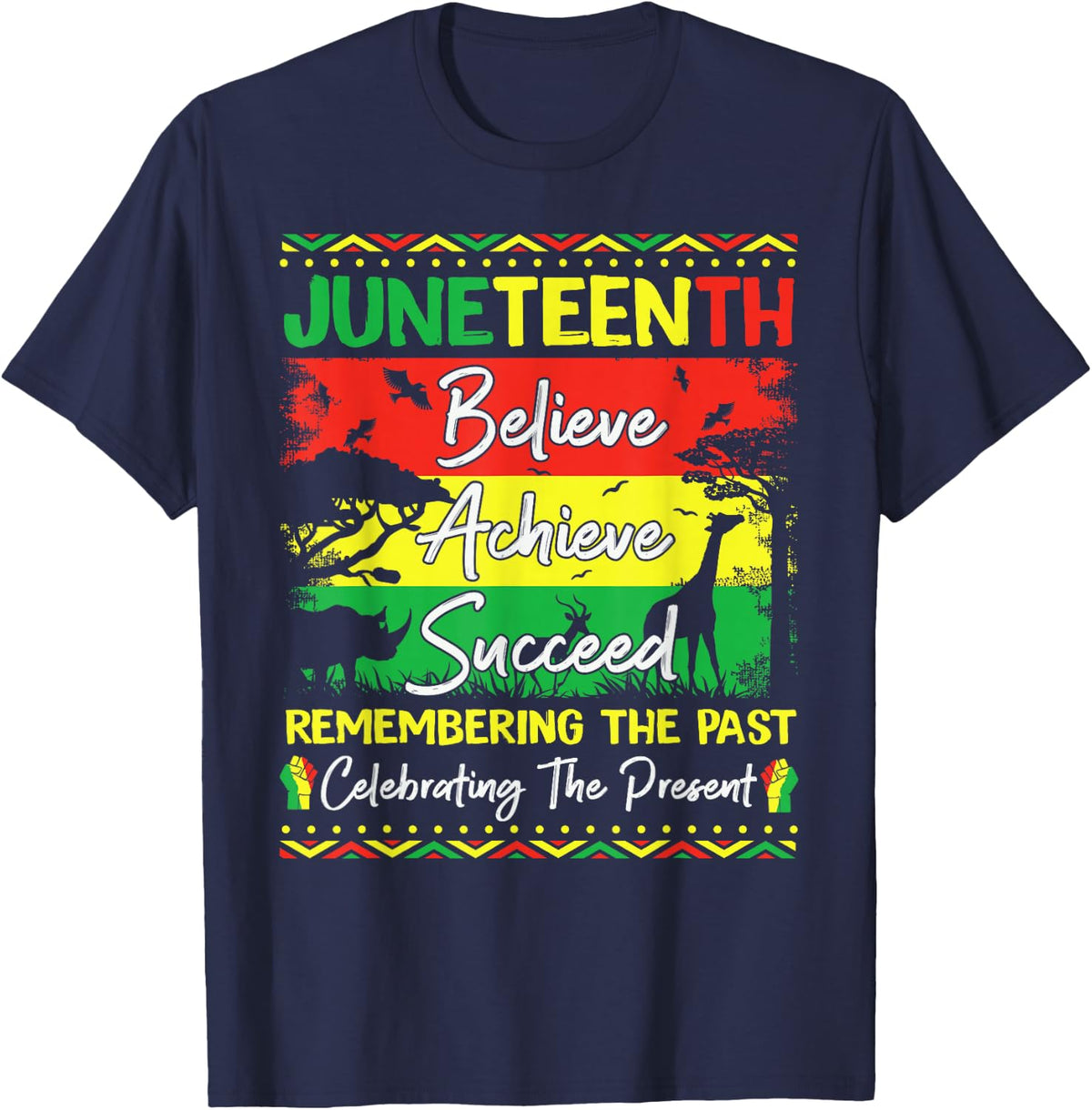 Juneteenth 1865 Remembering The Past Black Men Women Kid T-Shirt - Navy Blue