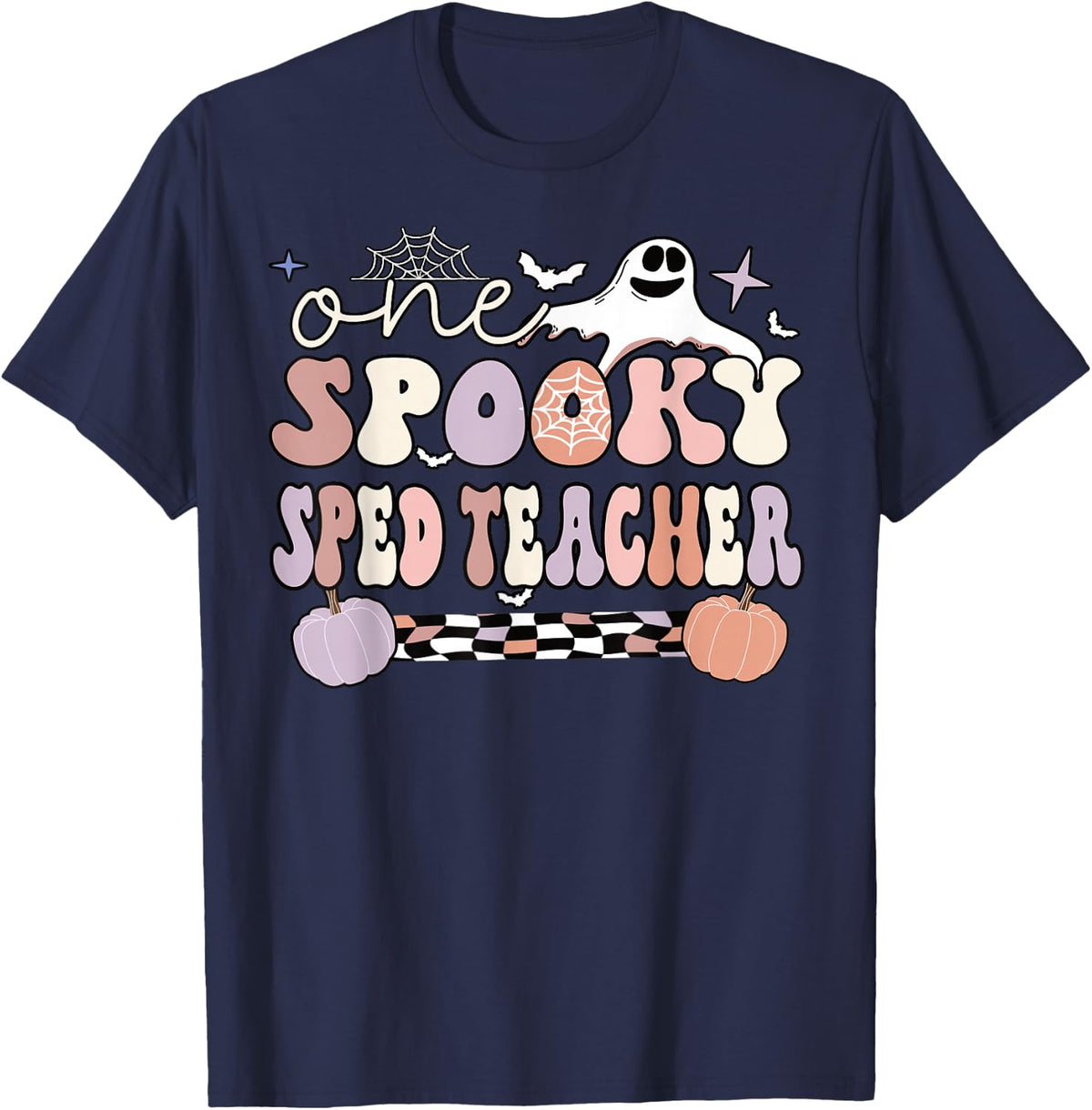 Spooky SPED Teacher Halloween Special Education Teacher T-Shirt - Navy Blue