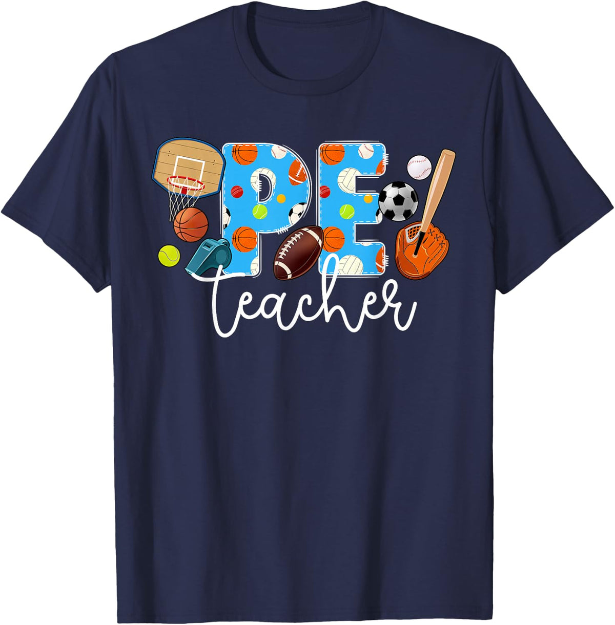 PE Teacher Appreciation PE Teaching T-Shirt - Navy Blue