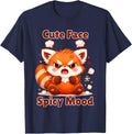 Cute Face Spicy Mood Angry Red Panda Kawaii Attitude Design T-Shirt - Navy Blue