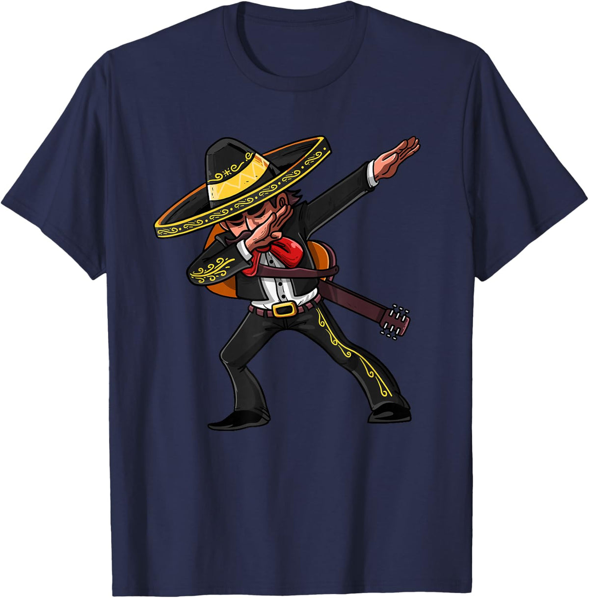 Dabbing Mexican Mariachi Shirt | Cinco De Mayo Costume Tee T-Shirt - Navy Blue
